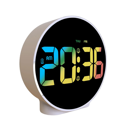 Okrągły budzik cyfrowy LED na baterie