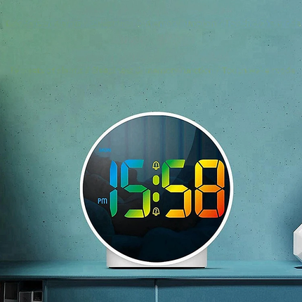 Okrągły budzik cyfrowy LED na baterie