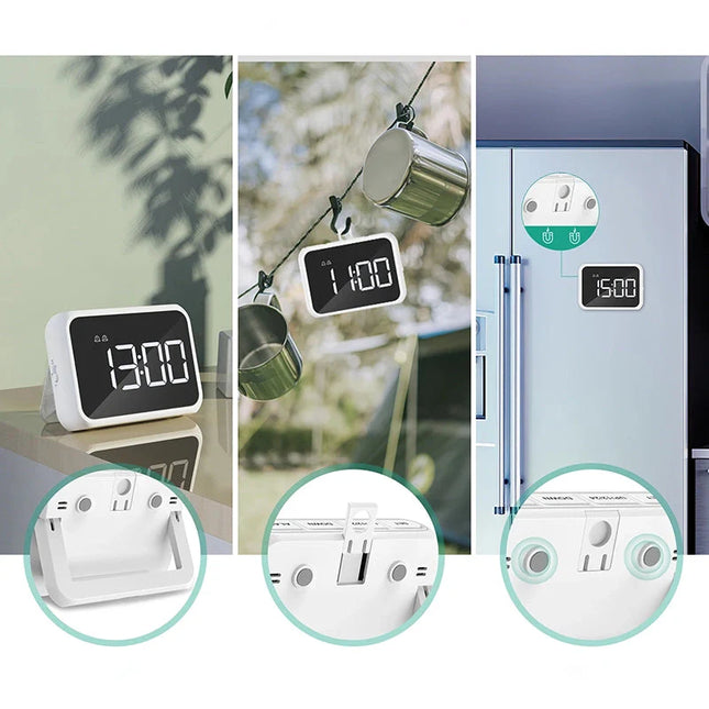 Mały składany budzik cyfrowy z lustrem