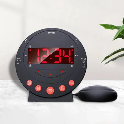 Czarny budzik wibracyjny dla niesłyszących