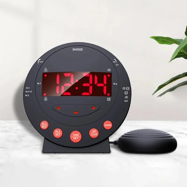 Czarny budzik wibracyjny dla niesłyszących