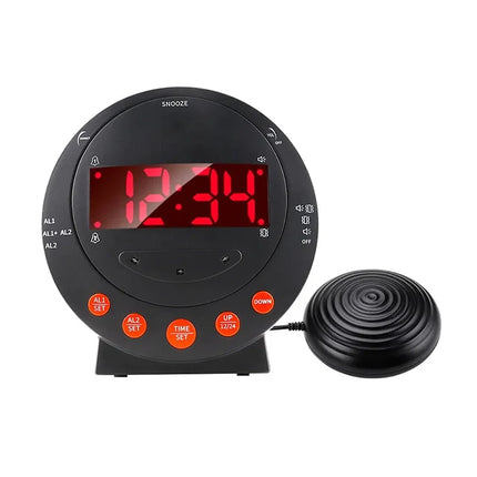 Czarny budzik wibracyjny dla niesłyszących
