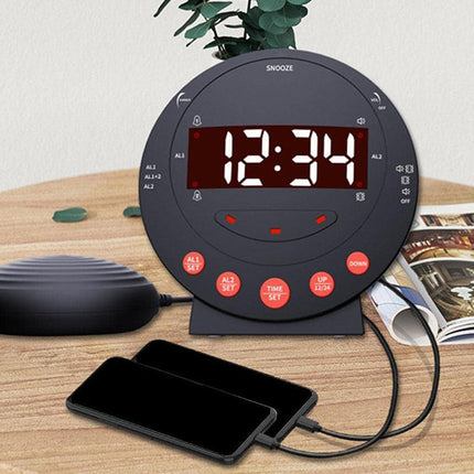 Czarny budzik wibracyjny dla niesłyszących