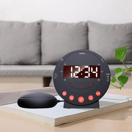 Czarny budzik wibracyjny dla niesłyszących