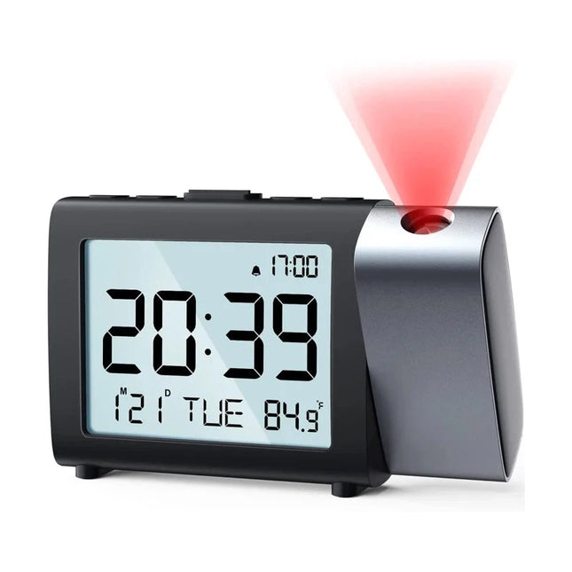 Budzik projekcyjny zasilany na baterie