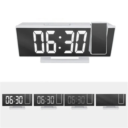 Lustrzany budzik z projektorem biały