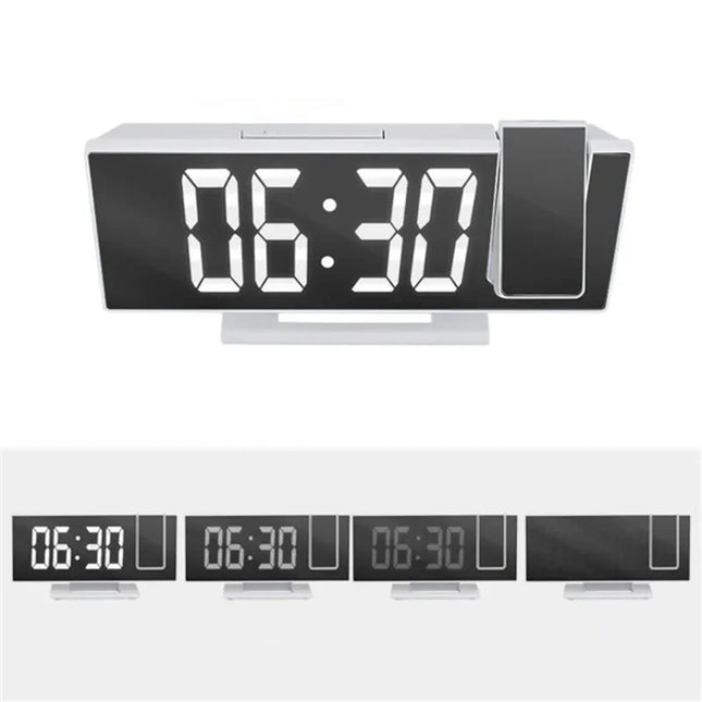 Lustrzany budzik z projektorem biały