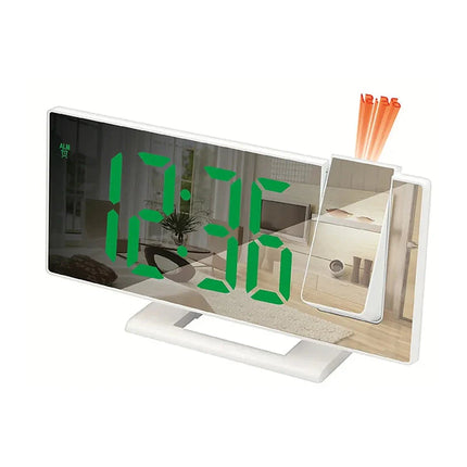 Lustrzany budzik z projektorem biały