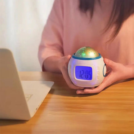 Budzik z projektorem gwiazd dla dzieci