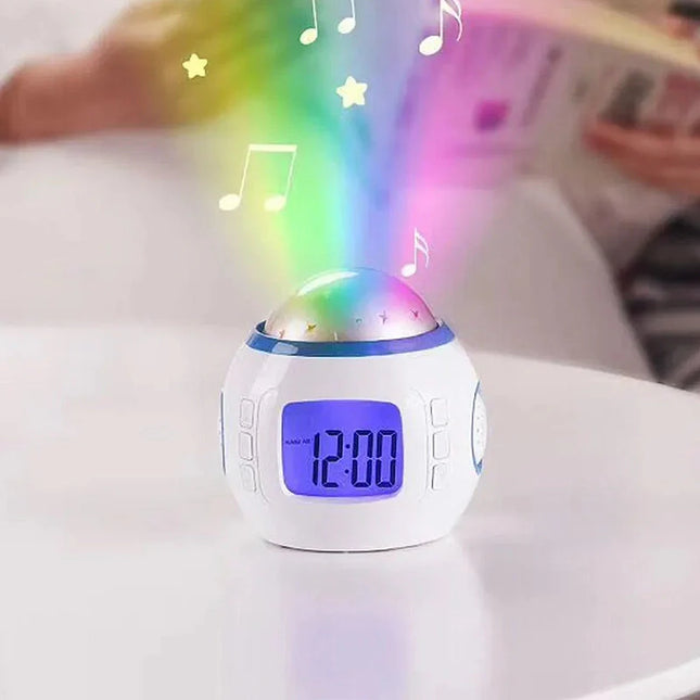 Budzik z projektorem gwiazd dla dzieci