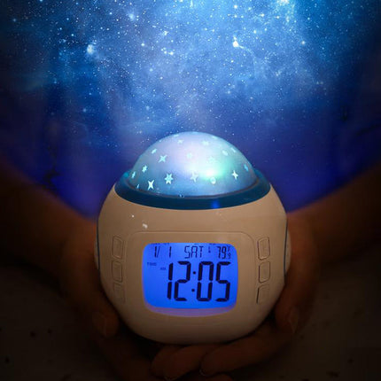 Budzik z projektorem gwiazd dla dzieci