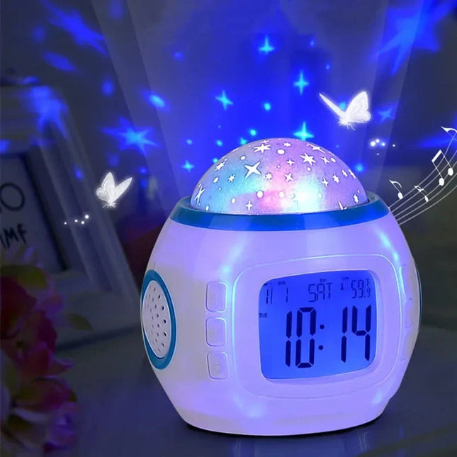 Budzik z projektorem gwiazd dla dzieci
