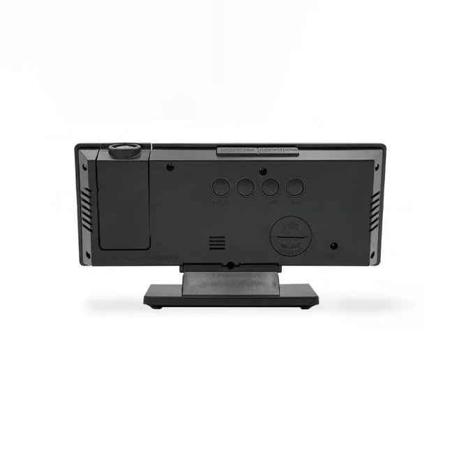 Czarny lustrzany budzik z projektorem