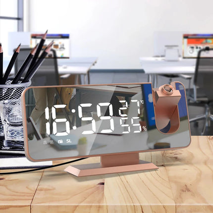 Budzik z projektorem różowe złoto