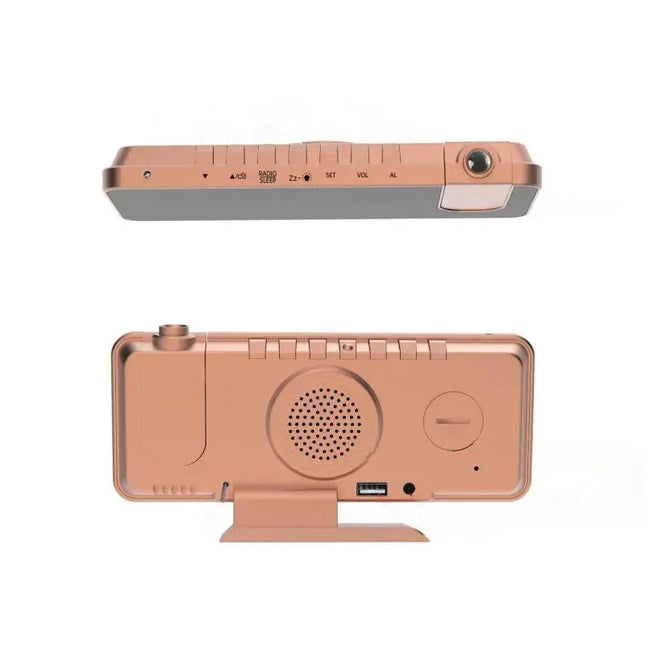 Budzik z projektorem różowe złoto