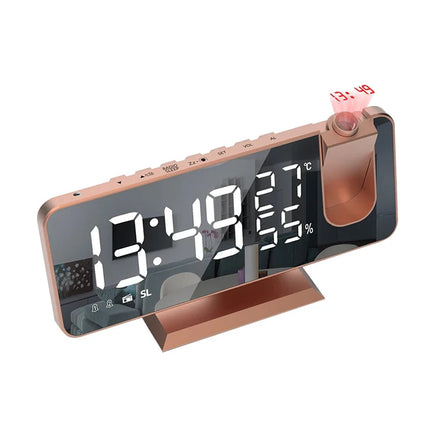 Budzik z projektorem różowe złoto