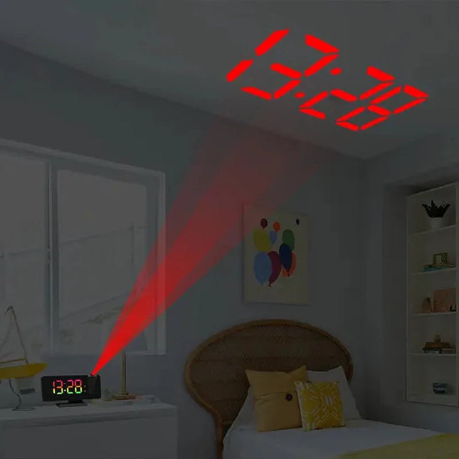 Elektroniczny budzik z projektorem na sufit