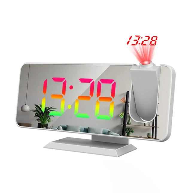 Elektroniczny budzik z projektorem na sufit