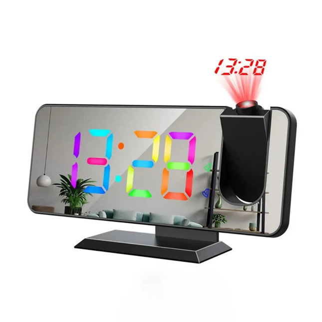 Elektroniczny budzik z projektorem na sufit