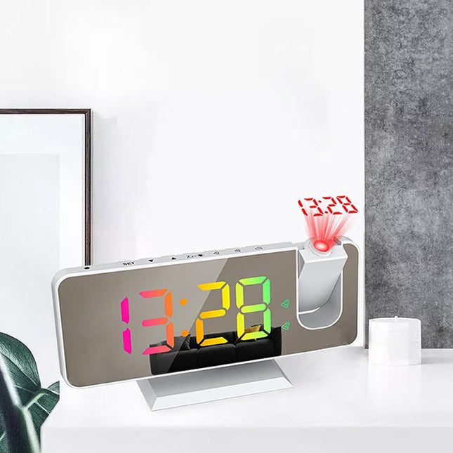 Elektroniczny budzik z projektorem na sufit