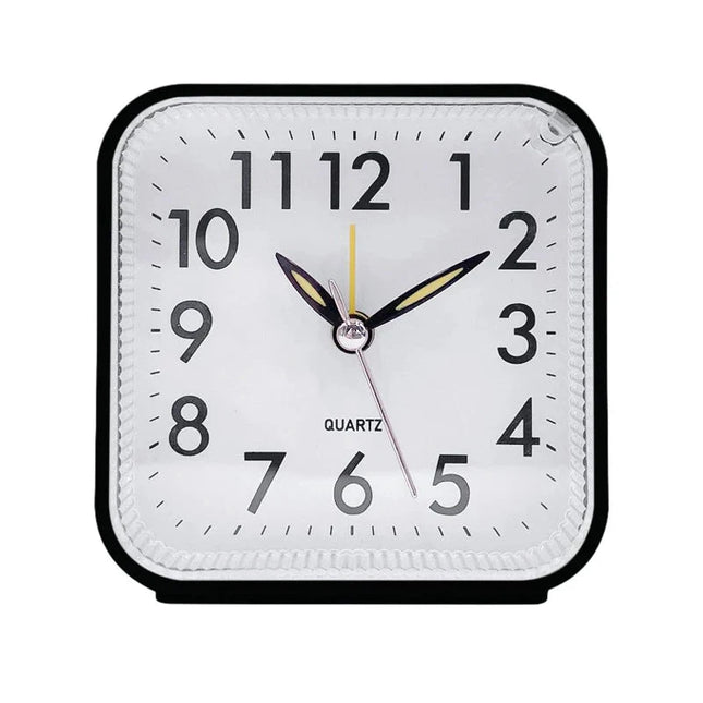 Prosty kwadratowy budzik analogowy na baterie