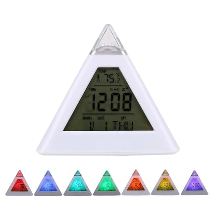 Budzik piramida z lampką zmieniającą kolory