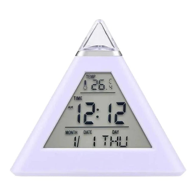 Budzik piramida z lampką zmieniającą kolory