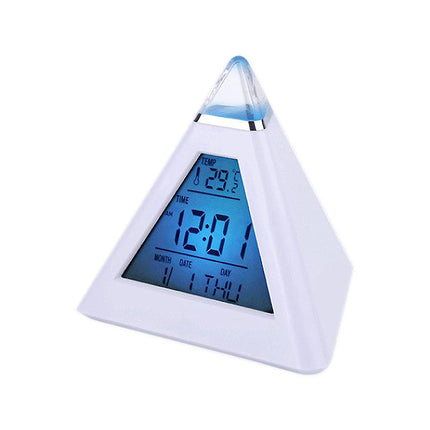 Budzik piramida z lampką zmieniającą kolory