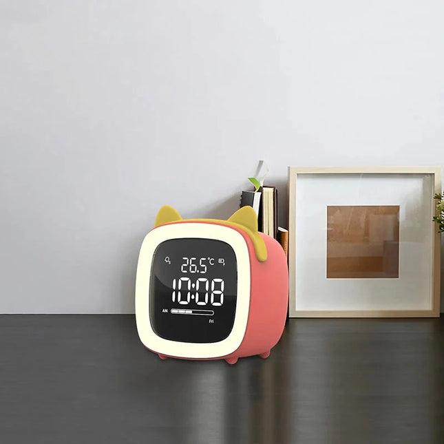 Budzik z lampką nocną kotek dla dzieci