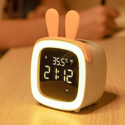 Dziecięcy budzik królik z lampką nocną