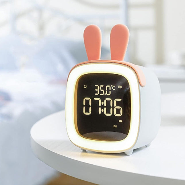 Dziecięcy budzik królik z lampką nocną