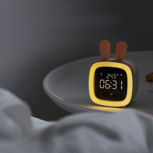 Dziecięcy budzik królik z lampką nocną