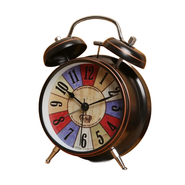 Budzik w stylu retro z podwójnym dzwonkiem