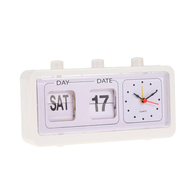 Budzik klapkowy z kalendarzem w stylu retro