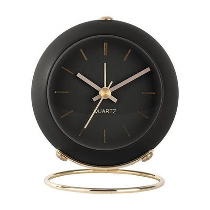 Czarny okrągły budzik w stylu retro