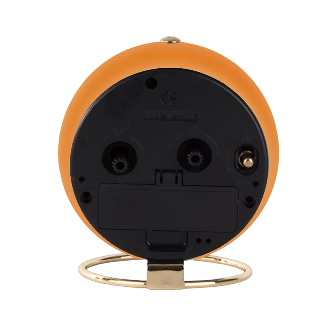 Pomarańczowy okrągły budzik w stylu retro