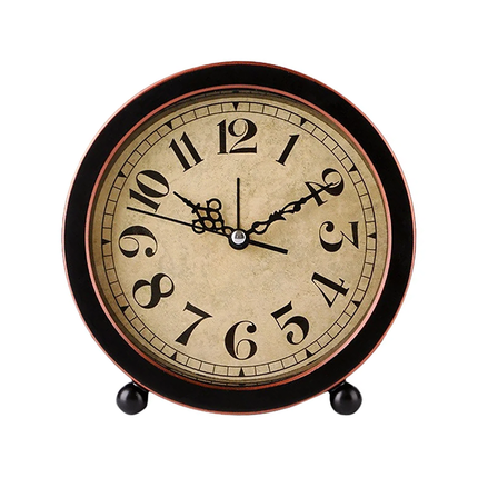 Okrągły budzik stołowy w stylu retro