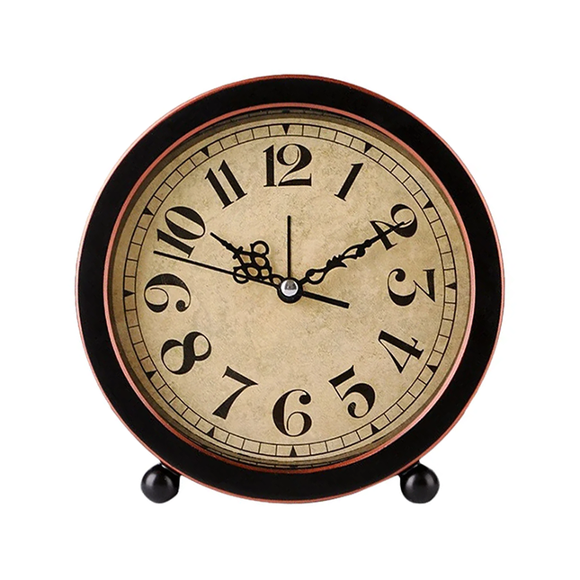 Okrągły budzik stołowy w stylu retro
