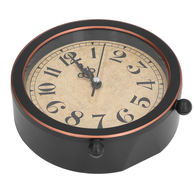 Okrągły budzik stołowy w stylu retro