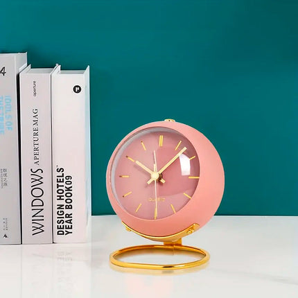 Różowy okrągły budzik w stylu vintage