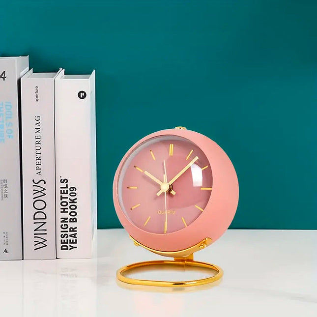 Różowy okrągły budzik w stylu vintage